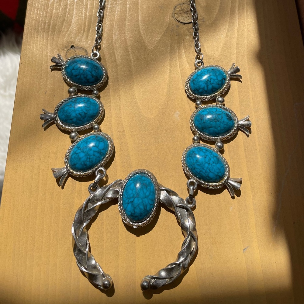 Vintage high quality costume squash blossom necklace